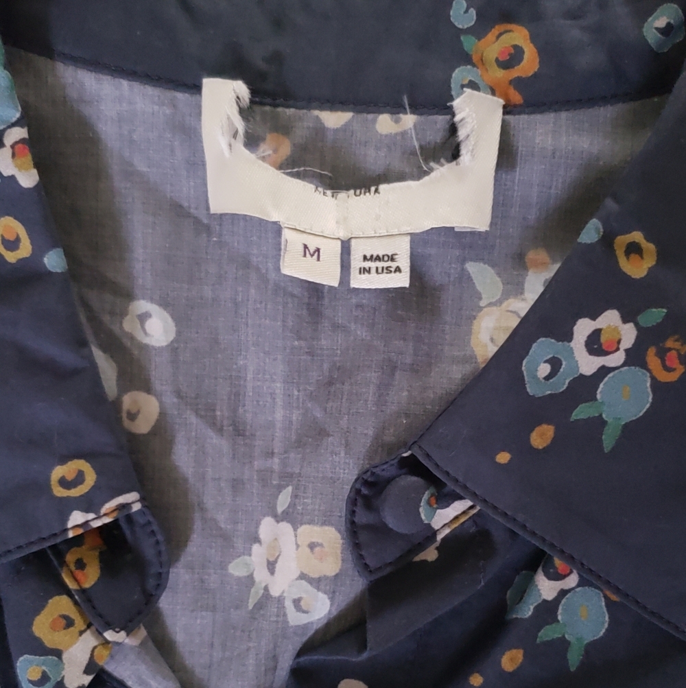 Charlotte Brody Cotton Dress Navy Button Front Dress Medium Made in USA - Picture 3 of 12